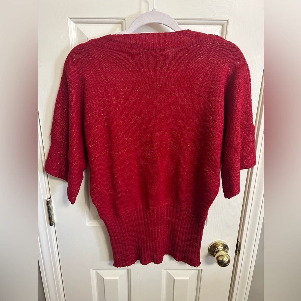 Vintage De Rotchild Boat Neck Sweater Red Metallic Size Small - Picture 4 of 4